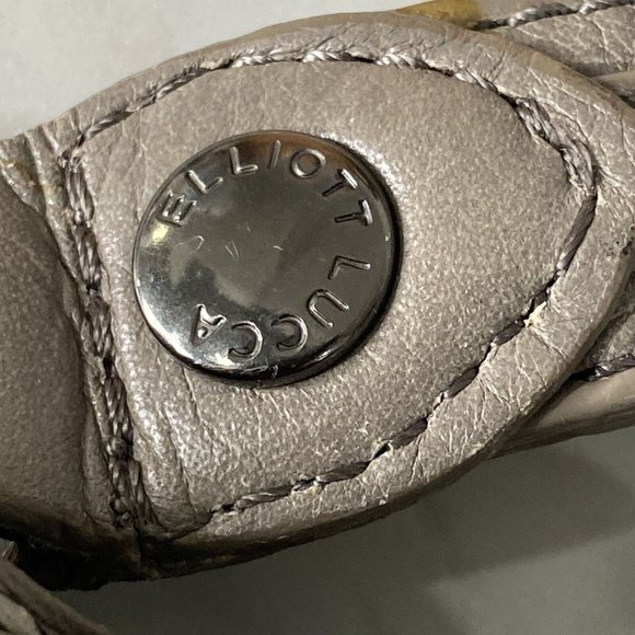 ELLIOTT LUCCA Leather Gray Woven Envelope Rectangle Flip Handbag Clutch Purse - Picture 9 of 10